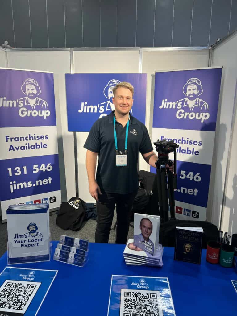 Joel Kleber at the Jim's Group stand in Melbourne